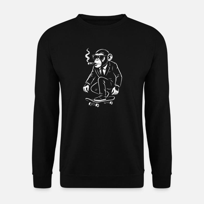 Dapper Monkey on Skateboard - Unisex Sweatshirt - black