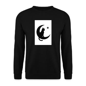 Mondkatze auf Mondschatten - Unisex Pullover - Schwarz - Vorne - Alina (178cm) & Michal (187cm)