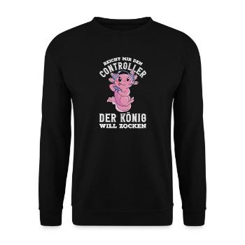 Hands me the controller – King wants to play - Unisex Sweatshirt - black - Front - Alina (178cm) & Michal (187cm)