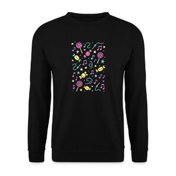 Sweet Sound – Kawaii Music Pattern - Unisex Sweatshirt - black - Front - Alina (178cm) & Michal (187cm)