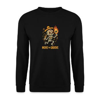 MOVE THE GROOVE: Skeleton Fiesta, Calavera Dance - Unisex Sweatshirt - black - Front - Alina (178cm) & Michal (187cm)