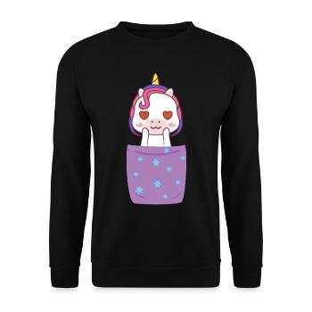 Licorne Chemise Sac Poitrine Cadeau Licorne - Sweat-shirt Unisexe - noir - Devant - Alina (178cm) & Michal (187cm)