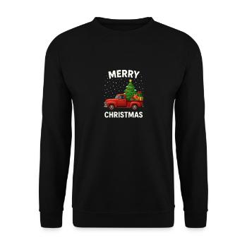 Vintage Lastwagen Weihnachten - Unisex Pullover - Schwarz - Vorne - Alina (178cm) & Michal (187cm)
