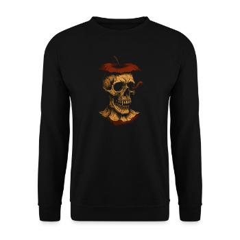 Dunkler Apfelschädel - Unisex Pullover - Schwarz - Vorne - Alina (178cm) & Michal (187cm)