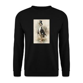 Gentleman Oie au chapeau haut de forme - Sweat-shirt Unisexe - noir - Devant - Alina (178cm) & Michal (187cm)