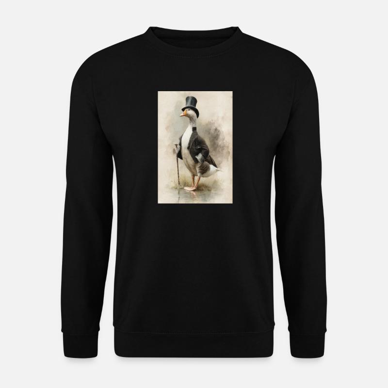 Gentleman Gans mit Zylinder - Unisex Pullover - Schwarz
