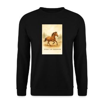 Spirit of Freedom Pferd - Unisex Pullover - Schwarz - Vorne - Alina (178cm) & Michal (187cm)