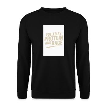 FUELED BY PROTEIN AND RAGE - Unisex Sweatshirt - black - Front - Alina (178cm) & Michal (187cm)