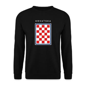 Hrvatska Checker Blue Border - Unisex Sweatshirt - black - Front - Alina (178cm) & Michal (187cm)