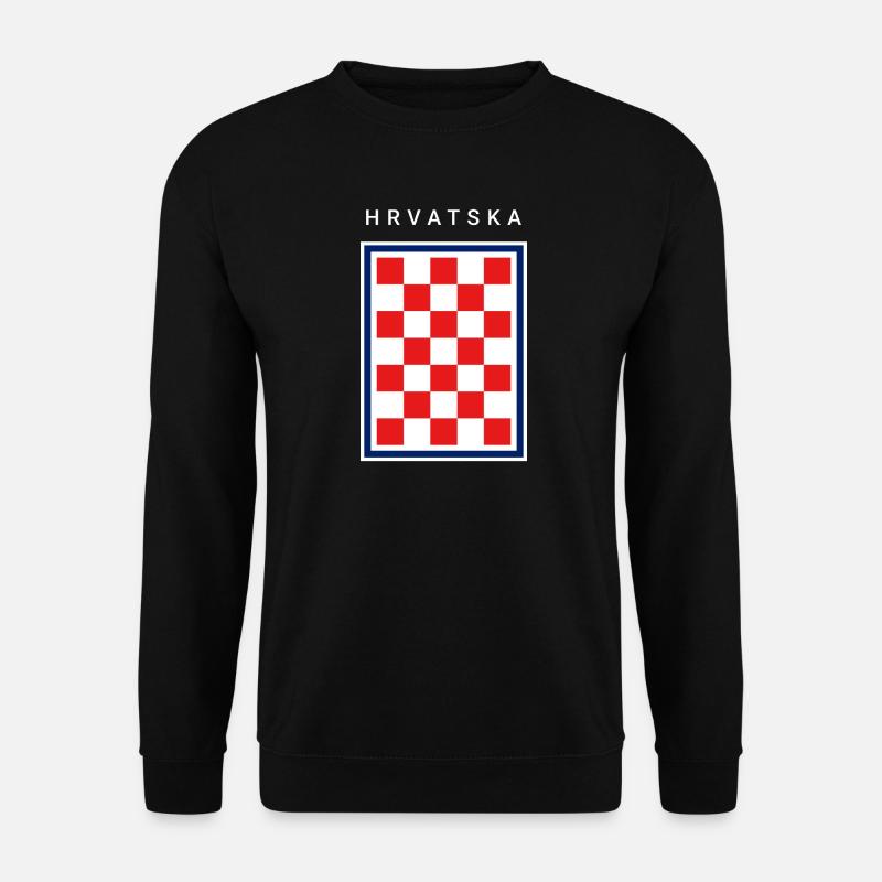 Hrvatska Checker Blue Border - Unisex Sweatshirt - black