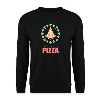 Inner Peace Pizza Yoga - Unisex Pullover - Schwarz - Vorne - Alina (178cm) & Michal (187cm)