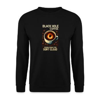 Black Hole Coffee Pixel Roast - Unisex Pullover - Schwarz - Vorne - Alina (178cm) & Michal (187cm)