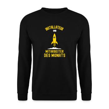 Installateur Mitarbeiter des Monats Installateure - Unisex Pullover - Schwarz - Vorne - Alina (178cm) & Michal (187cm)