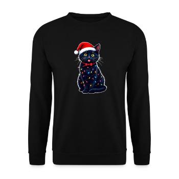 Chat Noël Drôle de Père Noël - Sweat-shirt Unisexe - noir - Devant - Alina (178cm) & Michal (187cm)