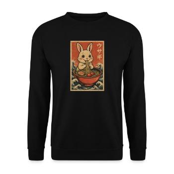 Vintage Usagi Ramen Bunny - Sweat-shirt Unisexe - noir - Devant - Alina (178cm) & Michal (187cm)