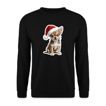 Chihuahua puppy with Christmas hat - Unisex Sweatshirt - black - Front - Alina (178cm) & Michal (187cm)