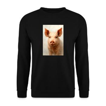 Aquarell-Schweine-Zauber - Unisex Pullover - Schwarz - Vorne - Alina (178cm) & Michal (187cm)
