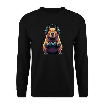 Capybara Jeux vidéo d’animaux Drôles Capybara - Sweat-shirt Unisexe - noir - Devant - Alina (178cm) & Michal (187cm)