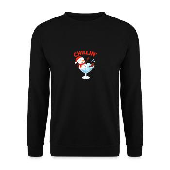 Chillin’ Snowman Cocktail Winter Design - Unisex Pullover - Schwarz - Vorne - Alina (178cm) & Michal (187cm)