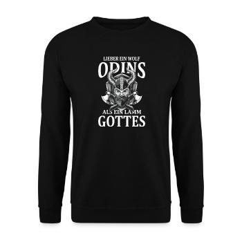 Lieber Ein Wolf Odins Als Ein Lamm Gottes Wikinger - Unisex Sweatshirt - black - Front - Alina (178cm) & Michal (187cm)