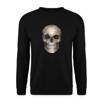 Polygon Geometrischer Schädel – Moderner Low Poly - Unisex Pullover - Schwarz - Vorne - Alina (178cm) & Michal (187cm)