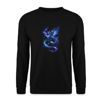 Blauer Sternenfeuerdrache - Unisex Pullover - Schwarz - Vorne - Alina (178cm) & Michal (187cm)