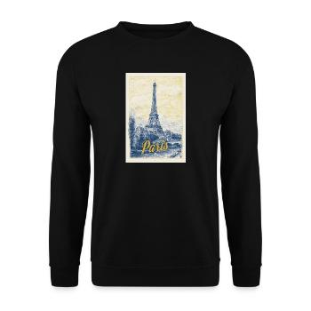 Pariser Eiffel-Bauplan - Unisex Pullover - Schwarz - Vorne - Alina (178cm) & Michal (187cm)