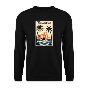 Timimoun Sahara-Palme und Reiter - Unisex Pullover - Schwarz - Vorne - Alina (178cm) & Michal (187cm)