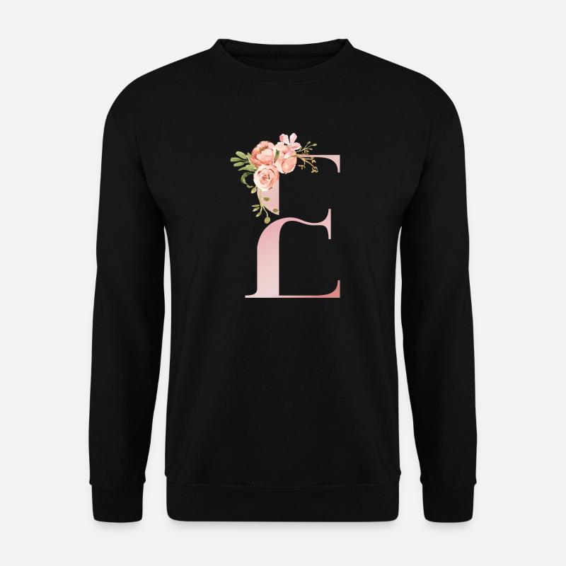 Pastel Floral Monogram E - Unisex Sweatshirt - black