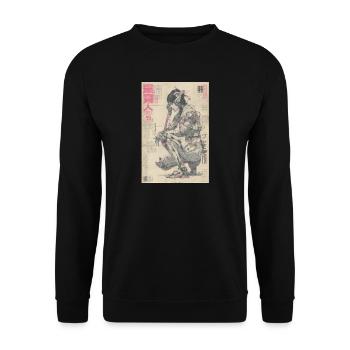 Imprimé néon Mecha Ukiyoe - Sweat-shirt Unisexe - noir - Devant - Alina (178cm) & Michal (187cm)