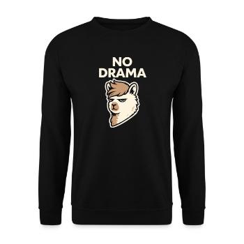 NO DRAMA Alpaga – Déclaration Cool Streetwear - Sweat-shirt Unisexe - noir - Devant - Alina (178cm) & Michal (187cm)