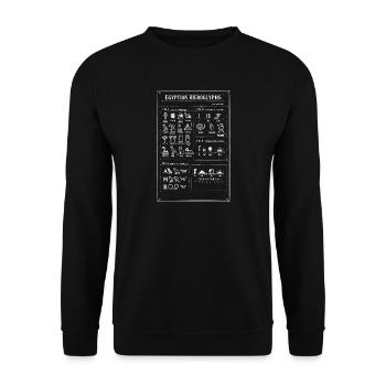 Altägyptische Hieroglyphen-Designs - Unisex Pullover - Schwarz - Vorne - Alina (178cm) & Michal (187cm)