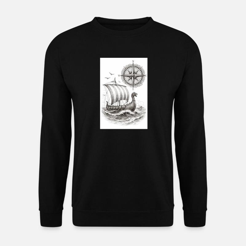 Compass Viking Sailing Ship - Unisex Sweatshirt - black