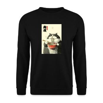 Ramen Cat Ukiyo-e Charm - Unisex Sweatshirt - black - Front - Alina (178cm) & Michal (187cm)