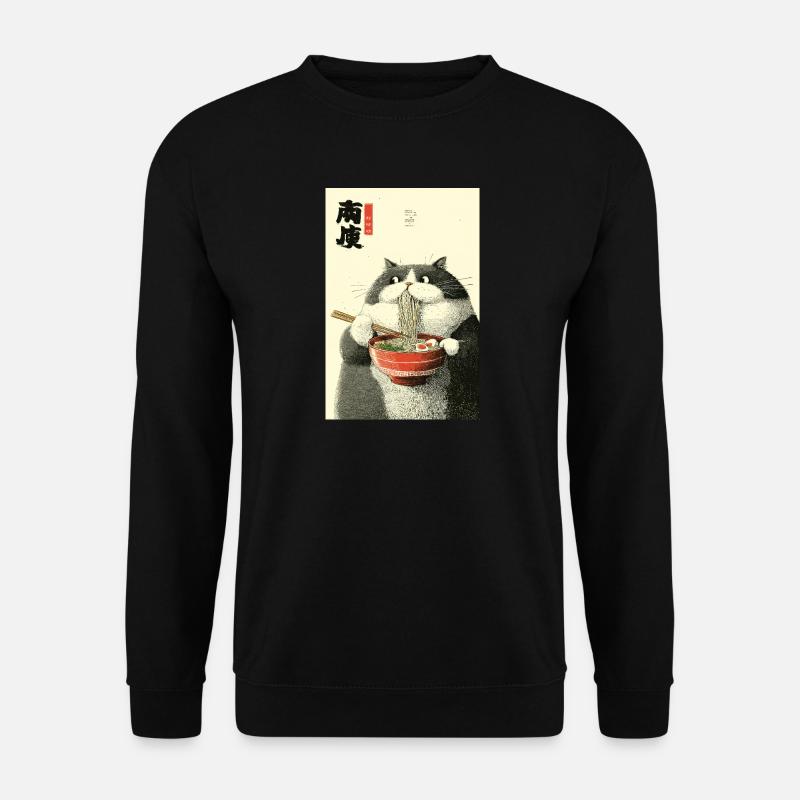 Charme ukiyo-e de chat ramen - Sweat-shirt Unisexe - noir