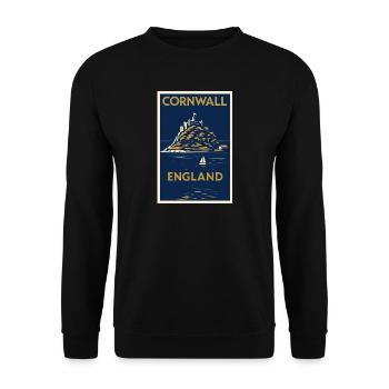 Cornwall England – Art-Déco Reiseposter - Unisex Pullover - Schwarz - Vorne - Alina (178cm) & Michal (187cm)