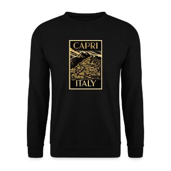 Capri Italy – Noir Gold Vintage Poster Art-Déco - Unisex Pullover - Schwarz - Vorne - Alina (178cm) & Michal (187cm)