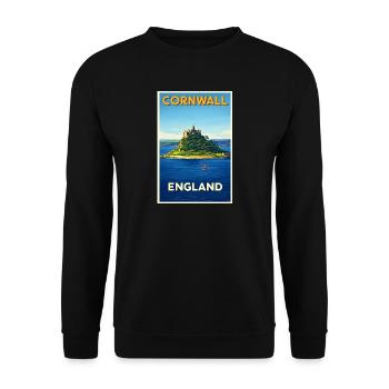 Cornwall England – Retro Reiseposter - Unisex Pullover - Schwarz - Vorne - Alina (178cm) & Michal (187cm)