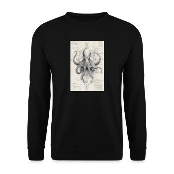 Geometrischer Oktopus-Bauplan - Unisex Pullover - Schwarz - Vorne - Alina (178cm) & Michal (187cm)