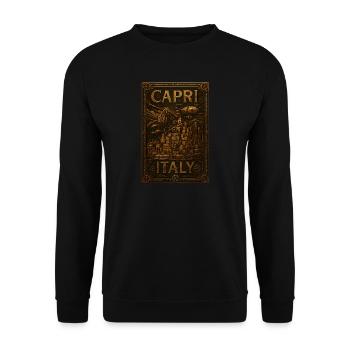 Capri Italien – Steampunk Bronze Reiseposter - Unisex Pullover - Schwarz - Vorne - Alina (178cm) & Michal (187cm)