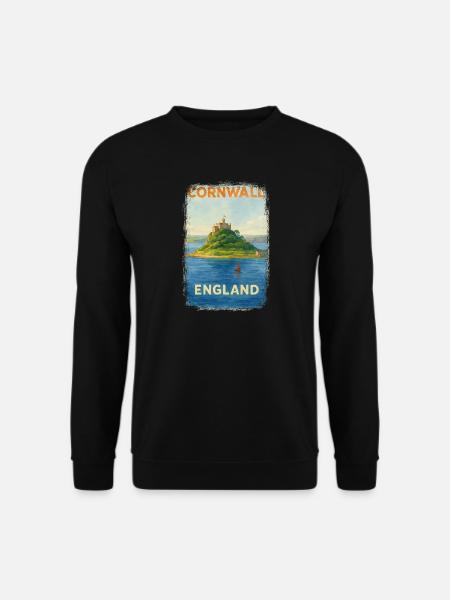 Cornwall England – Aquarell Reiseposter - Unisex Pullover - Schwarz