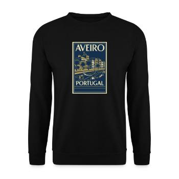Aveiro, Portugal – Affiche de voyage vintage Art déco - Sweat-shirt Unisexe - noir - Devant - Alina (178cm) & Michal (187cm)