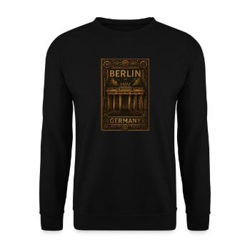 Berlin Germany – Steampunk Bronze Poster - Unisex Sweatshirt - black - Front - Alina (178cm) & Michal (187cm)
