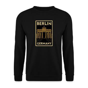 Berlin – Brandenburger Tor Art-Deko Poster - Unisex Pullover - Schwarz - Vorne - Alina (178cm) & Michal (187cm)
