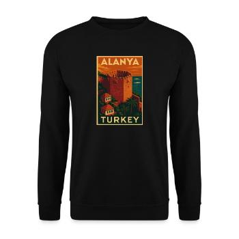 Alanya Turquie – Affiche de voyage rétro - Sweat-shirt Unisexe - noir - Devant - Alina (178cm) & Michal (187cm)