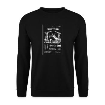 Werftkräne & Schiffe - Unisex Pullover - Schwarz - Vorne - Alina (178cm) & Michal (187cm)