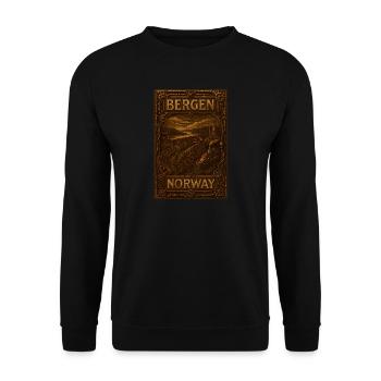 Bergen Norway – Steampunk Travel Poster Retro - Unisex Sweatshirt - black - Front - Alina (178cm) & Michal (187cm)