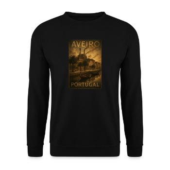 Aveiro Portugal – Steampunk Moliceiro Travel Poster - Unisex Sweatshirt - black - Front - Alina (178cm) & Michal (187cm)