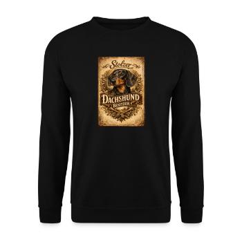 Proud Dachshund Owner Vintage Dachshund Holder - Unisex Sweatshirt - black - Front - Alina (178cm) & Michal (187cm)
