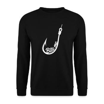 Bite Me Angelhaken-Emblem - Unisex Pullover - Schwarz - Vorne - Alina (178cm) & Michal (187cm)